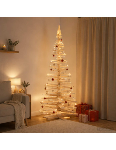 Albero di Natale in legno KOTKA 240 cm Legno Massello di Pino