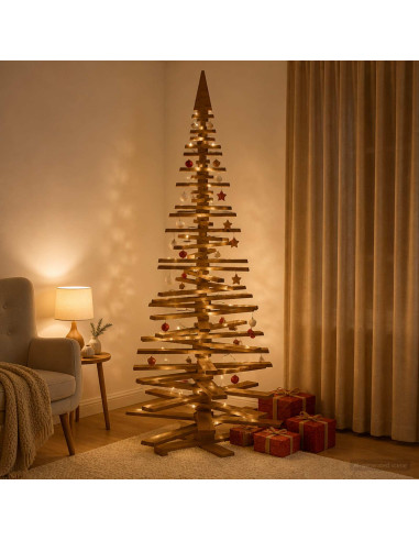Albero di Natale in legno KOTKA 240 cm Legno Massello di Pino