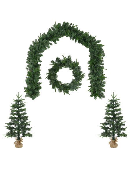 Set mini alberi di Natale 60 cm PVC e PE Verde