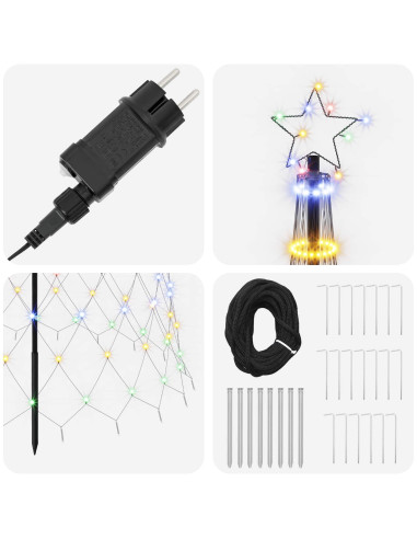 Albero di Natale LED 400 cm 450 LED Multicolore Ferro Nero
