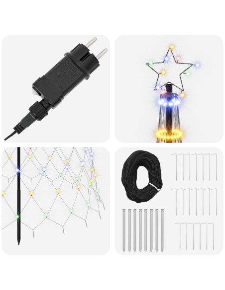 Albero di Natale LED 400 cm 450 LED Multicolore Ferro Nero