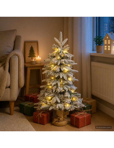 Albero di Natale Mini 90 cm 50 LED Bianco caldo PVC e PE