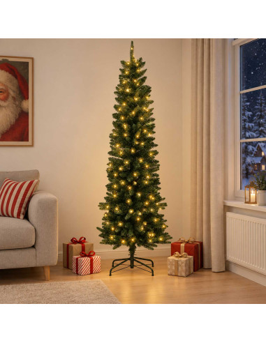 Albero di Natale Artificiale Sottile 210 cm 300 LED