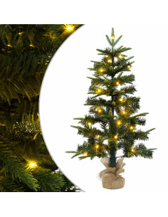 Albero di Natale Mini 60 cm 25 LED Bianco caldo PVC e PE Verde 2