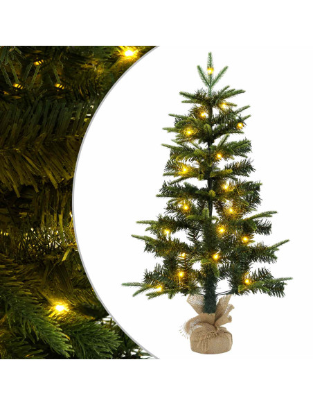 Albero di Natale Mini 90 cm 50 LED Bianco caldo PVC e PE Verde