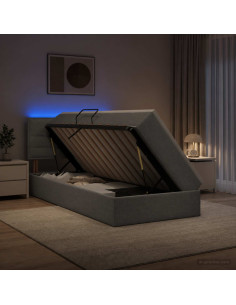 Letto con contenitore LED e materasso Grigio Chiaro