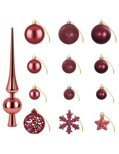 Set di Palline di Natale 111 pz Rosso Vino 6 cm Polistirolo