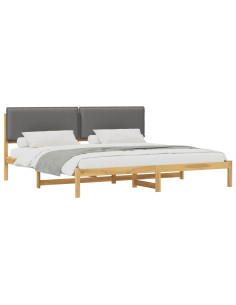 Letto con Testiera Rivestita Bianco lavato e grigio chiaro 2