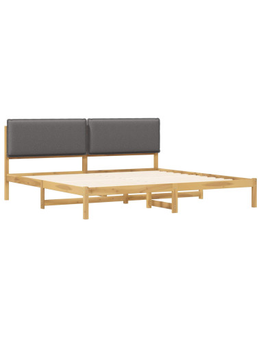 Letto con Testiera Rivestita Bianco lavato e grigio chiaro