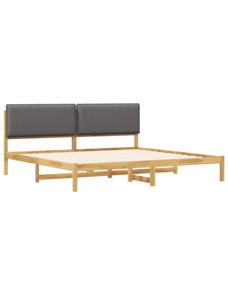 Letto con Testiera Rivestita Bianco lavato e grigio chiaro