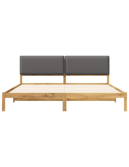 Letto con Testiera Rivestita Bianco lavato e grigio chiaro