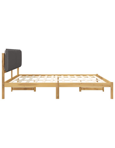 Letto con Testiera Rivestita Bianco lavato e grigio chiaro