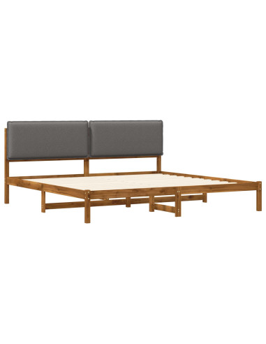 Letto con Testiera Rivestita Naturale e Grigio Chiaro