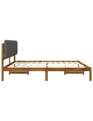 Letto con Testiera Rivestita Naturale e Grigio Chiaro