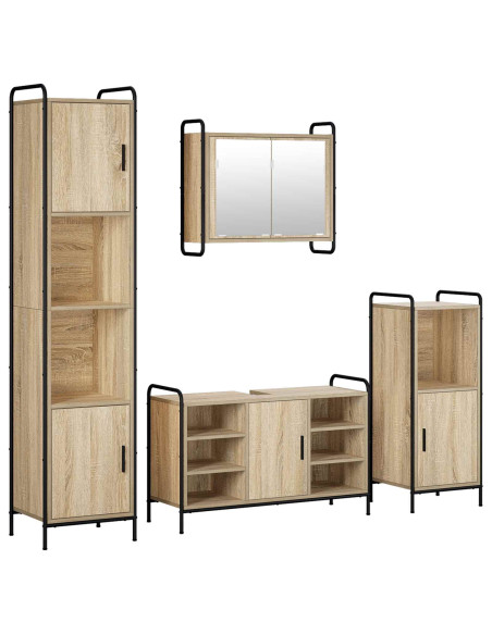 Set di Armadi da Bagno 4 pz Rovere Sonoma 40 x 36 x 181 cm