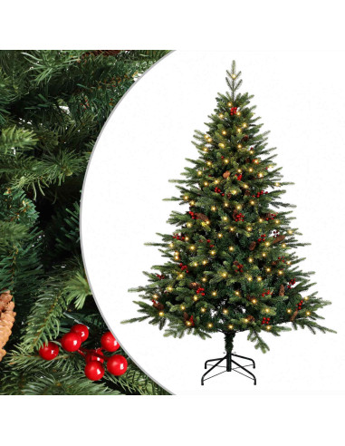 Albero di Natale Artificiale con Rami Pieghevoli 210 cm 300 LED