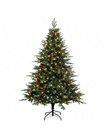 Albero di Natale Artificiale con Rami Pieghevoli 180 cm 300 LED