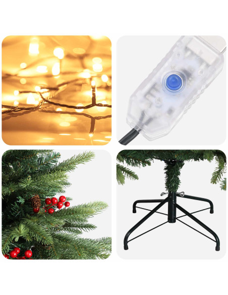 Albero di Natale Artificiale con Rami Pieghevoli 240 cm 300 LED