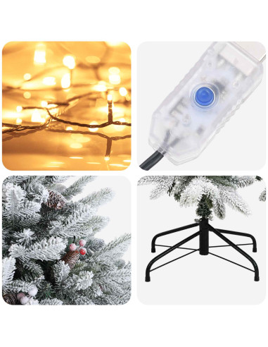 Albero di Natale Artificiale con Rami Pieghevoli 180 cm 300 LED