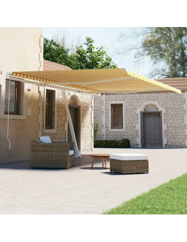 Tenda da Sole Autoportante Automatica 600x300 cm Gialla Bianca