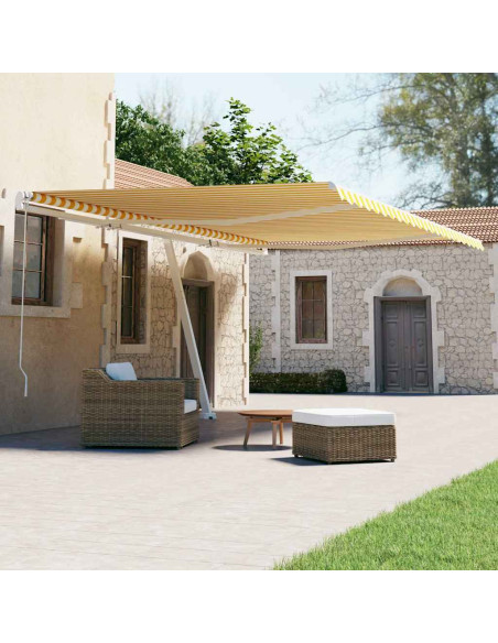 Tenda da Sole Autoportante Automatica 600x300 cm Gialla Bianca
