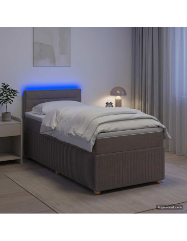 Letto box spring con materasso Tortora 100 x 200 cm Tessuto