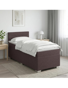 Letto box spring con materasso Marrone Scuro 100 x 200 cm