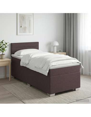Letto box spring con materasso Marrone Scuro 100 x 200 cm