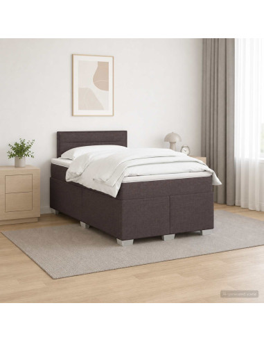 Letto box spring con materasso Marrone Scuro 120 x 190 cm