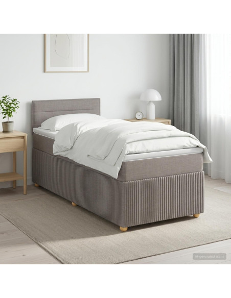 Letto box spring con materasso Tortora 100 x 200 cm Tessuto