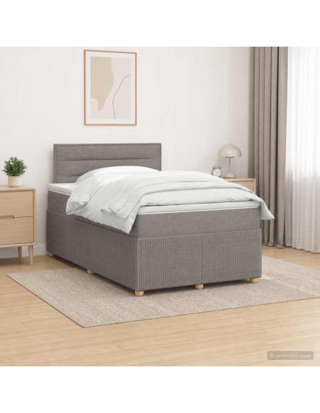 Letto box spring con materasso Tortora 120 x 200 cm Tessuto