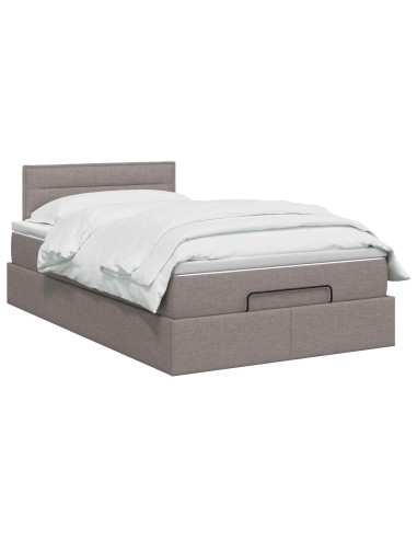 Letto Ottomano con Materasso e LED Tortora 120 x 190 cm Tessuto