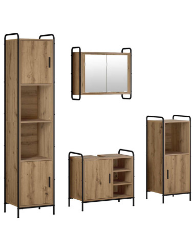 Set di Armadi da Bagno 4 pz Rovere Artigianale 40 x 36 x 181 cm