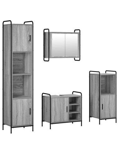 Set di Armadi da Bagno 4 pz Sonoma grigio 40 x 36 x 181 cm