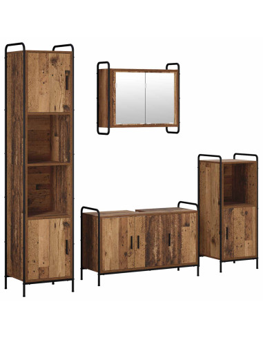 Set di Armadi da Bagno 4 pz Legno antico 40 x 36 x 181 cm