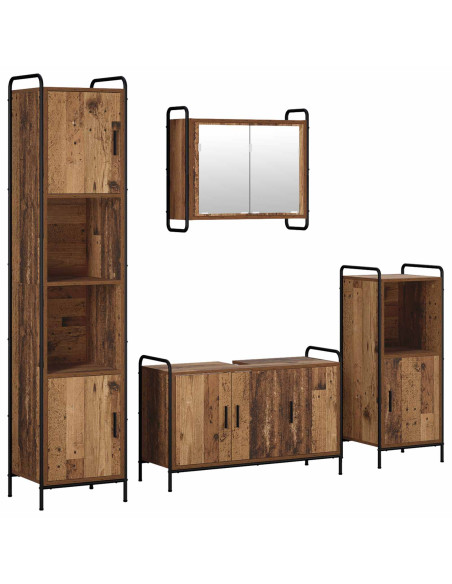 Set di Armadi da Bagno 4 pz Legno antico 40 x 36 x 181 cm