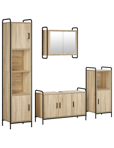 Set di Armadi da Bagno 4 pz Rovere Sonoma 40 x 36 x 181 cm