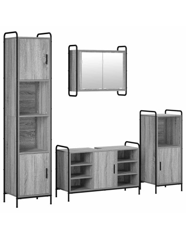 Set di Armadi da Bagno 4 pz Sonoma grigio 40 x 36 x 181 cm
