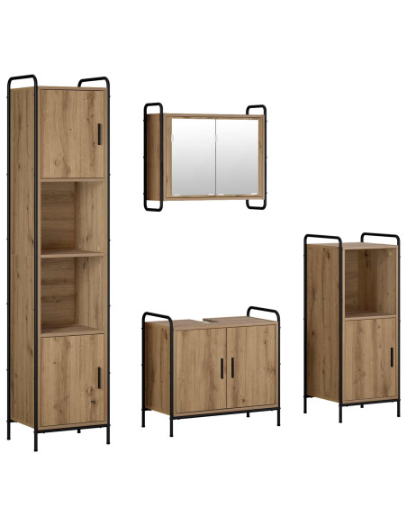 Set di Armadi da Bagno 4 pz Rovere Artigianale 40 x 36 x 181 cm