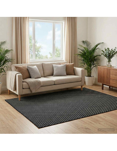 Tappeto ORIZ Motivo a rete nero 200 x 280 cm 100% Poliestere
