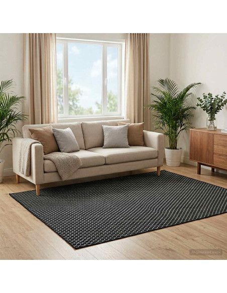 Tappeto ORIZ Motivo a rete nero 200 x 280 cm 100% Poliestere