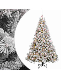 Albero di Natale Artificiale con Palline 210 cm 300 LED
