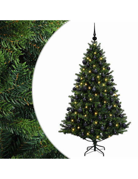 Albero di Natale artificiale con palline 210 cm 300 LED