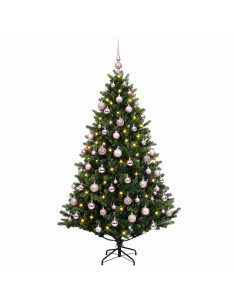 Albero di Natale Artificiale con Palline 210 cm 300 LED 2