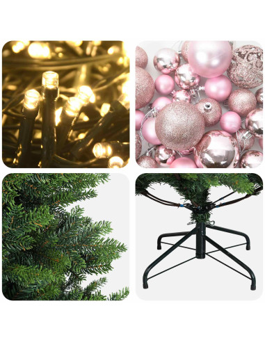 Albero di Natale Artificiale con Palline 210 cm 300 LED