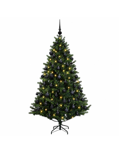 Albero di Natale artificiale con palline 210 cm 300 LED