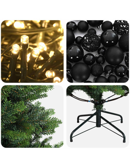 Albero di Natale artificiale con palline 210 cm 300 LED