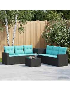 Set di divani 8 pz Nero e Blu 55 x 55 x 37 cm