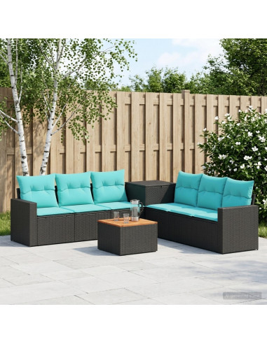 Set di divani 8 pz Nero e Blu 55 x 55 x 37 cm
