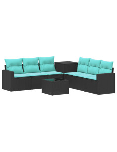 Set di divani 8 pz Nero e Blu 55 x 55 x 37 cm 2